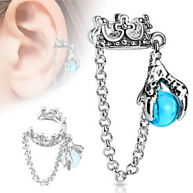 EC-009, Ohrklemme/Ear Cuff aus Messing rhod., mit Krone, Drachenklaue und Zirkonia