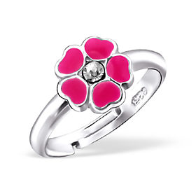 5564, Kinder-Fingerring, Silber, mit Blume und Zirkonia