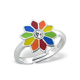 5569, Kinder-Fingerring, Silber, mit Blume und Zirkonia