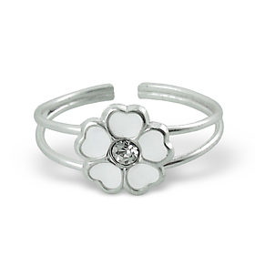 1069, Kinder-Fingerring, Silber, mit Blume und Zirkonia