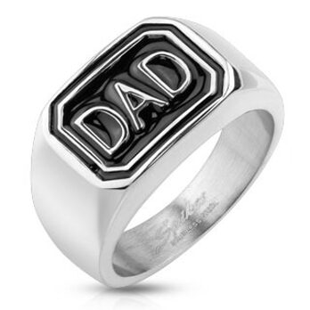 R-S1558, Fingerring aus Edelstahl, poliert, mit Inschrift "DAD"